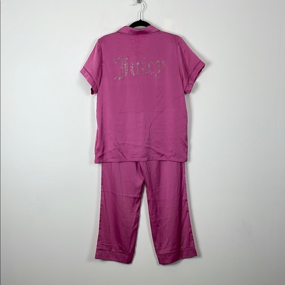 Juicy Couture Women's M Satin Pink Barbiecore Button Down Lounge Pajama Set - Picture 5 of 15
